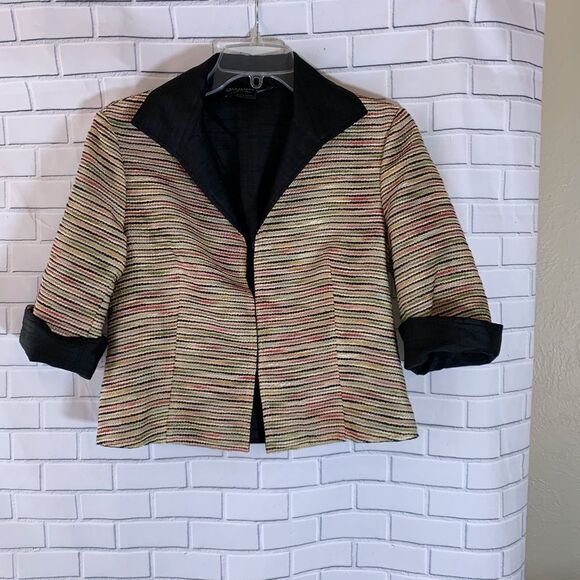 LaFayette 148 Striped Cropped Jacket Size 2 - Picture 1 of 5